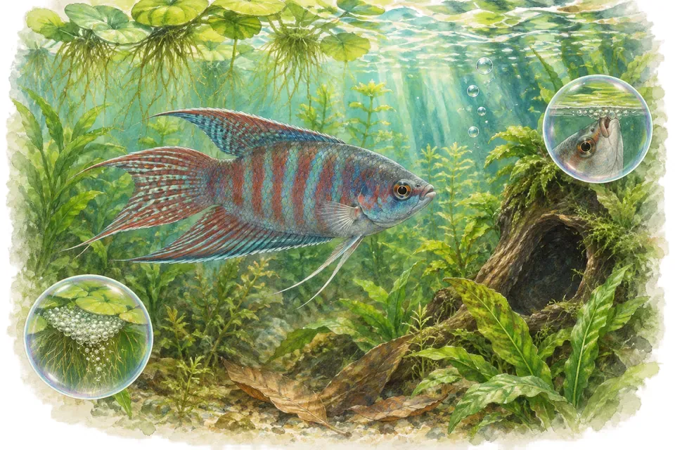 Planche aquarelle : macropode : comprendre le poisson paradis.