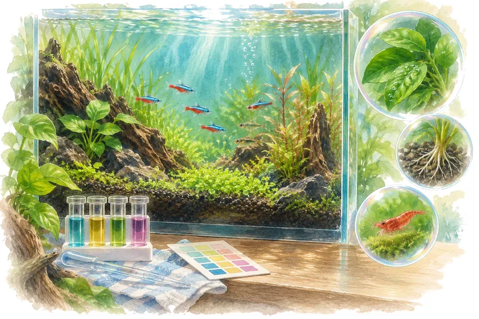 Planche aquarelle : Cycler un aquarium (niveau confirmé).