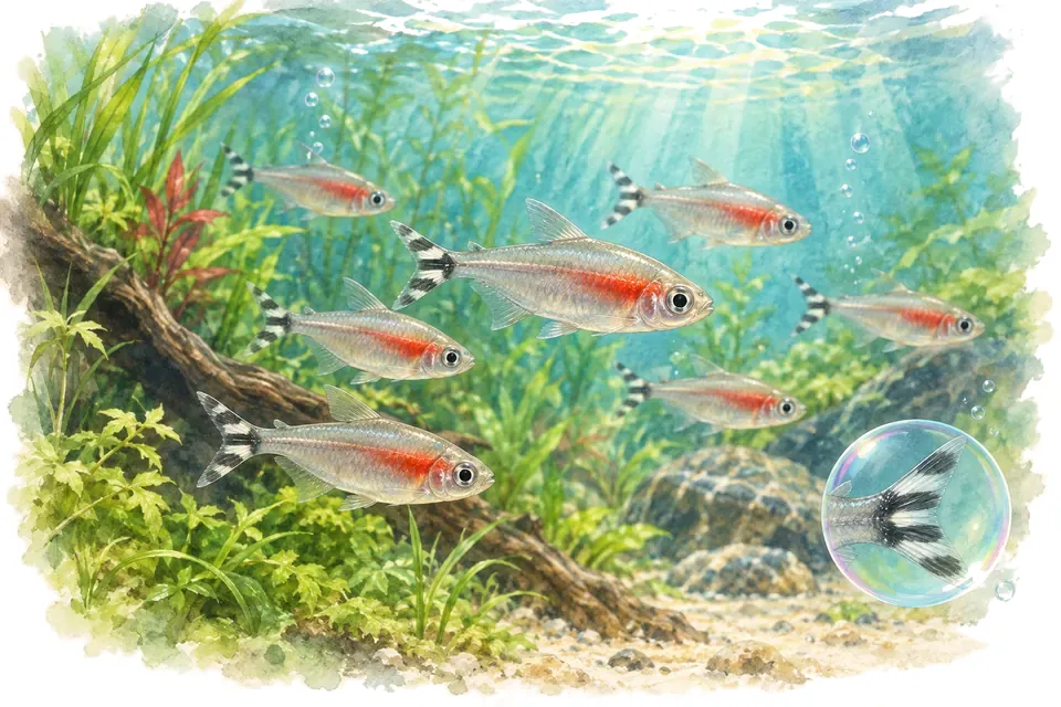Planche aquarelle : nez-rouge : connaître Petitella bleheri.