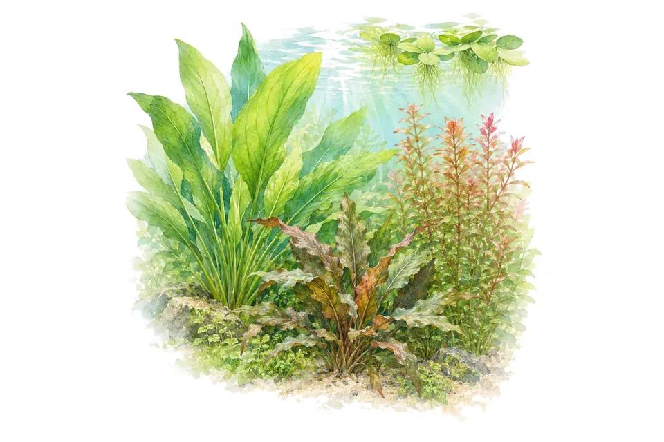Planche aquarelle du quiz : Quiz : les plantes d’aquarium.