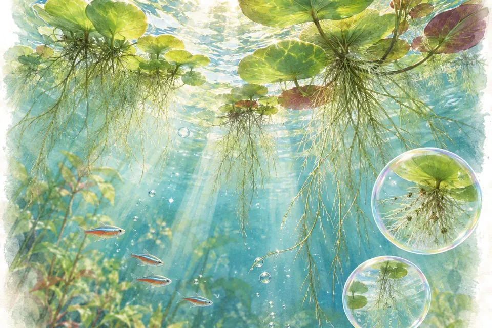 Planche aquarelle : Les plantes flottantes (niveau confirmé).
