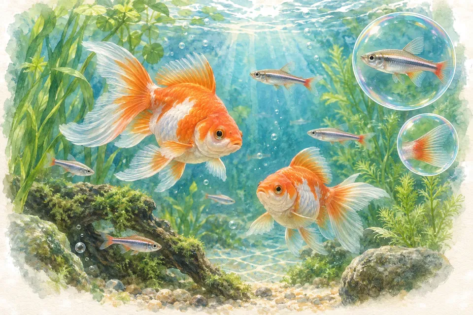 Planche aquarelle : Les poissons d'eau froide (niveau confirmé).