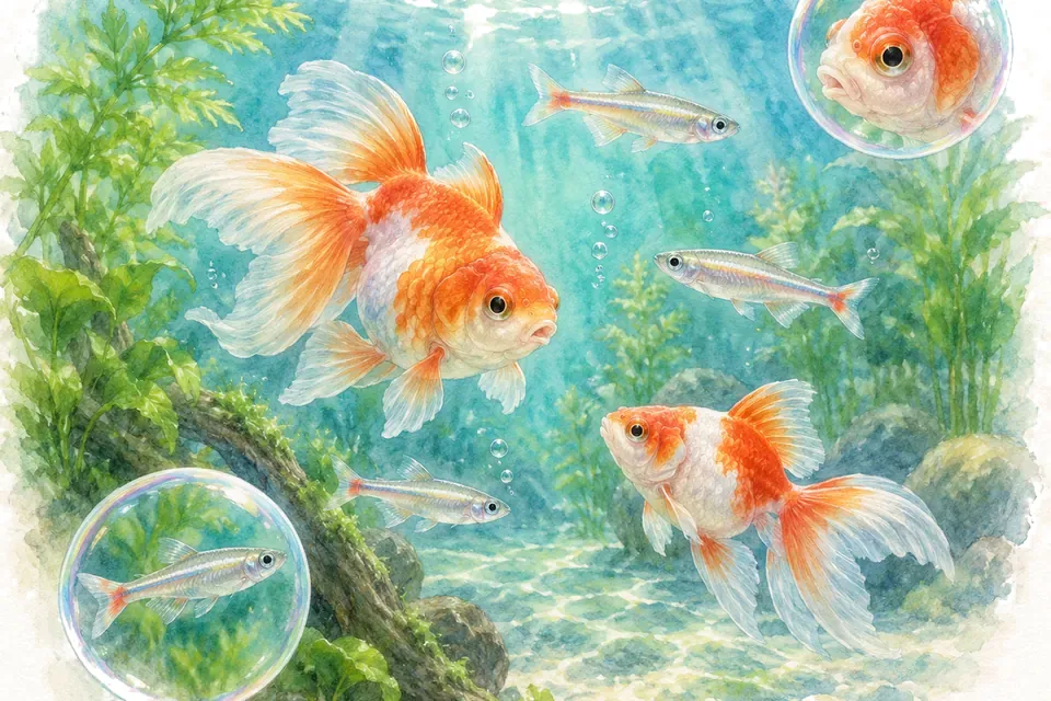 Planche aquarelle : Les poissons d'eau froide (pour débuter).