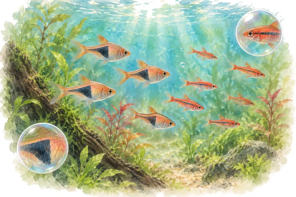Planche aquarelle : Les rasboras (pour débuter).