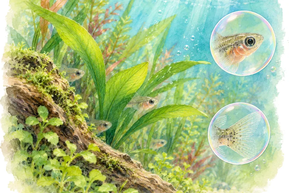Planche aquarelle : Comment naissent les poissons ? (pour débuter).