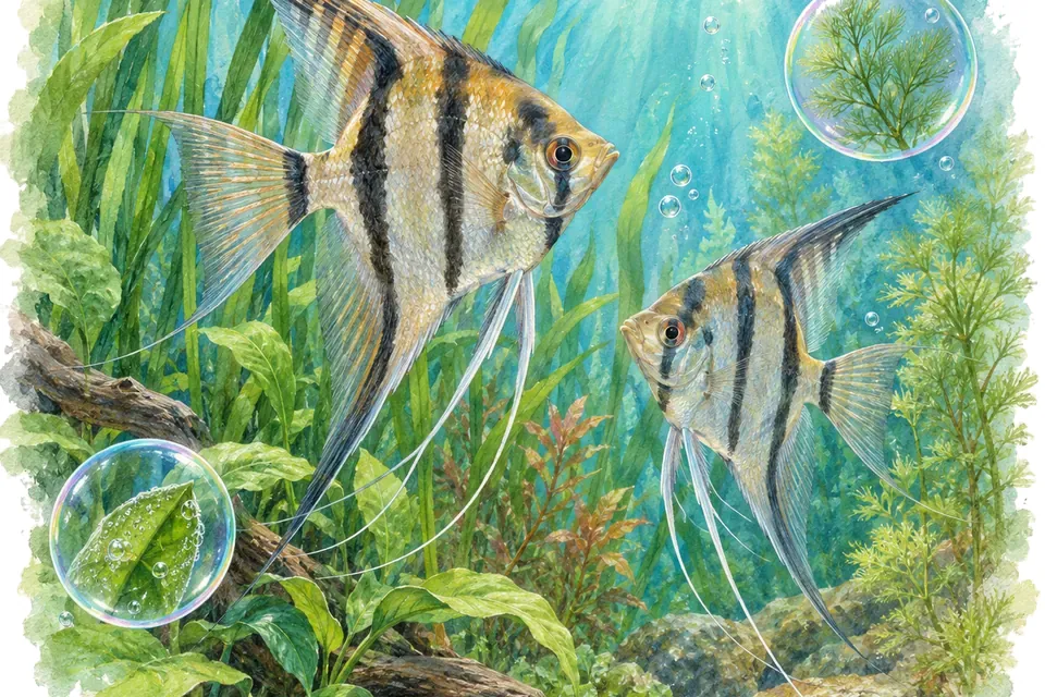 Planche aquarelle : Le scalaire, niveau confirmé.
