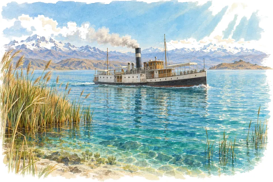 Illustration aquarelle : Le Titicaca : que signifie « plus haut lac navigable » ?