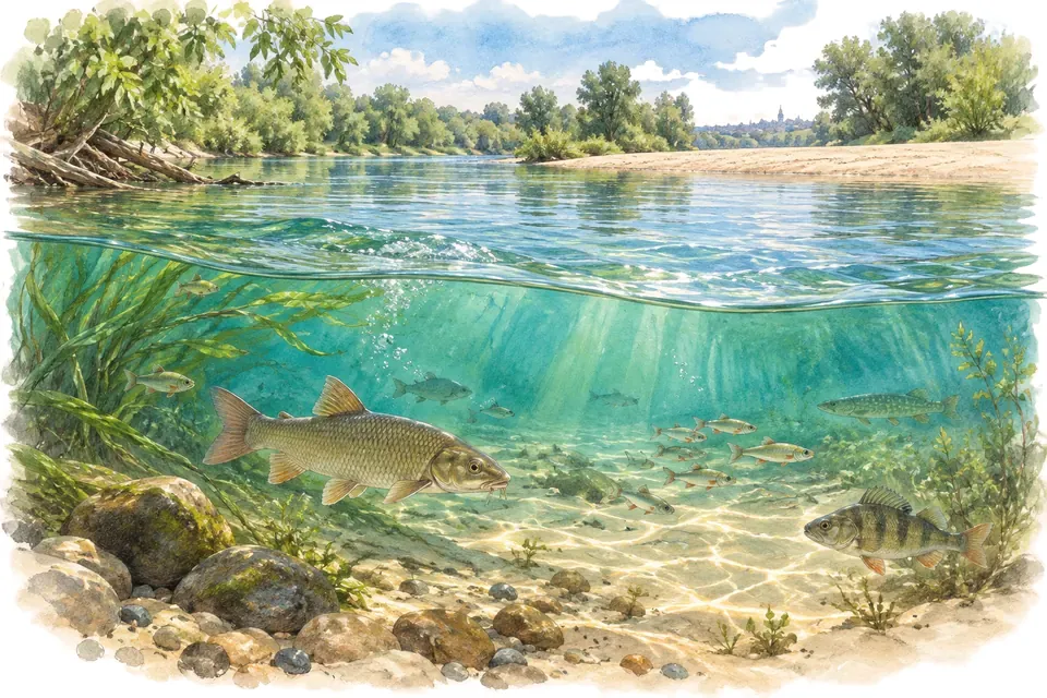 Illustration aquarelle : La Loire, le plus long fleuve entièrement français.