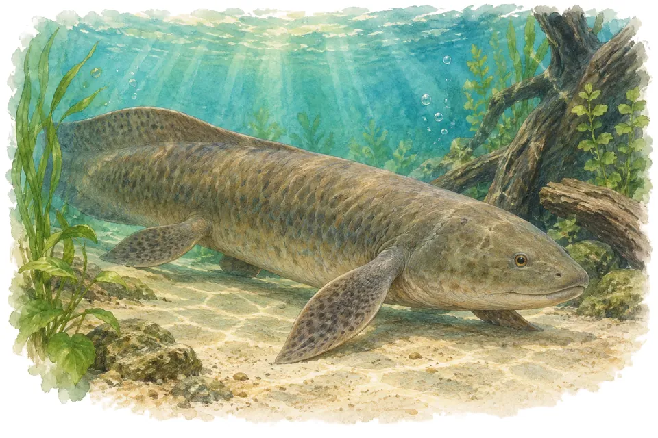 Illustration aquarelle : Methuselah : l’âge estimé du plus vieux poisson d’aquarium vivant connu en 2023.