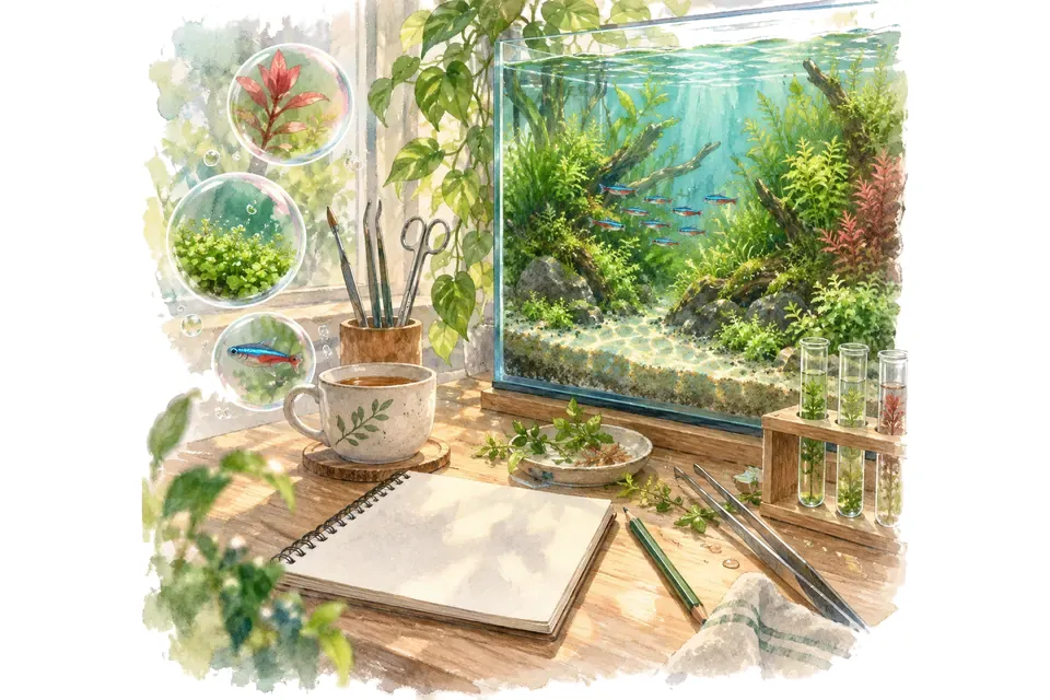 Planche aquarelle du test : Quel aquariophile êtes-vous ?.