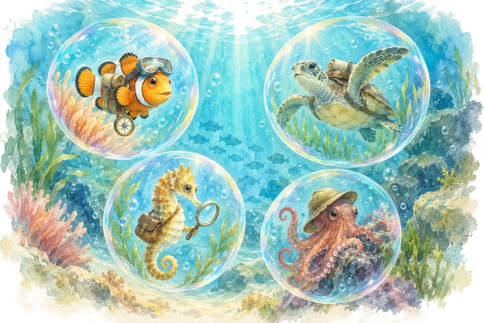 Planche aquarelle : Quel explorateur aquatique êtes-vous ?.