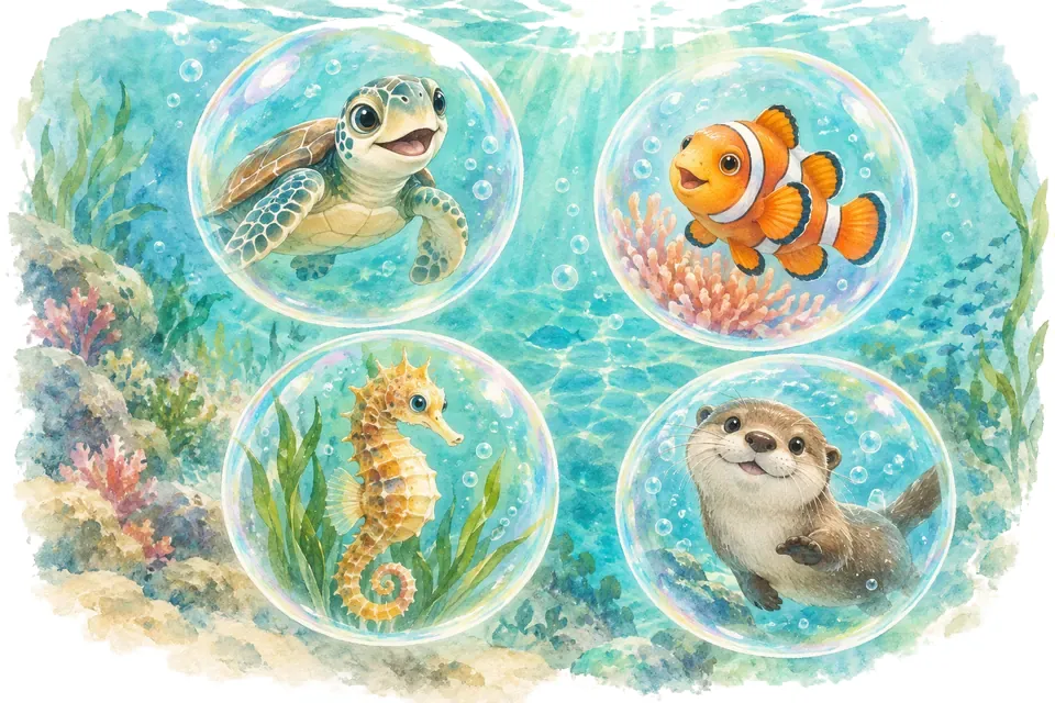 Planche aquarelle : Quel personnage d'Aquanoo vous accompagne ?.