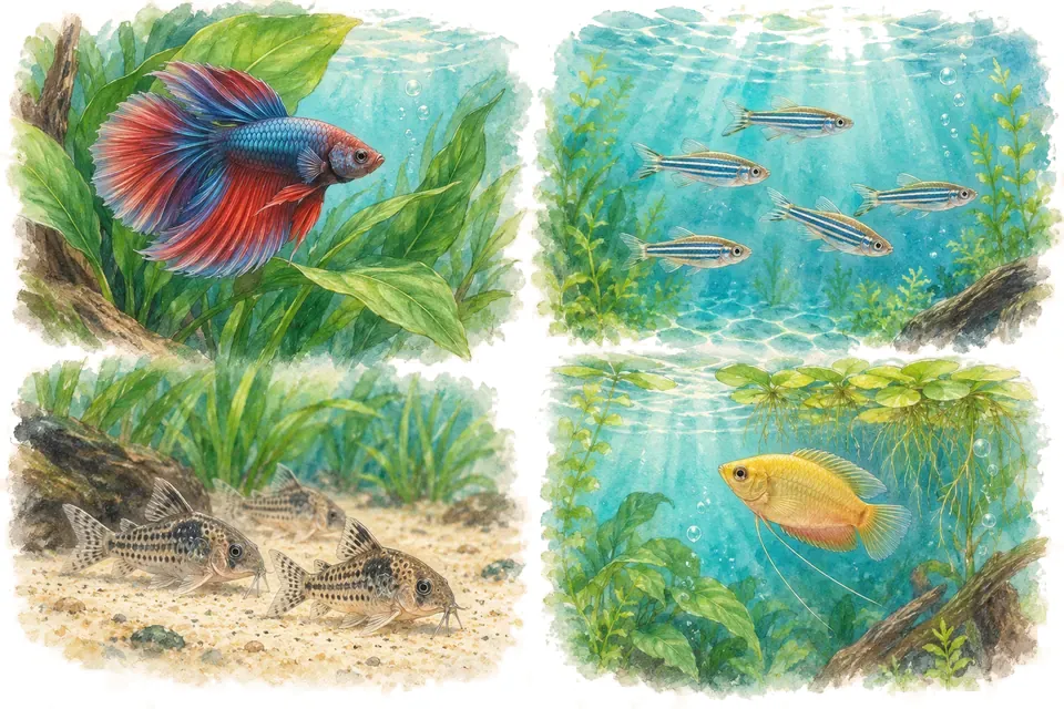 Illustration aquarelle : Quel poisson d’eau douce correspond à votre personnalité ?