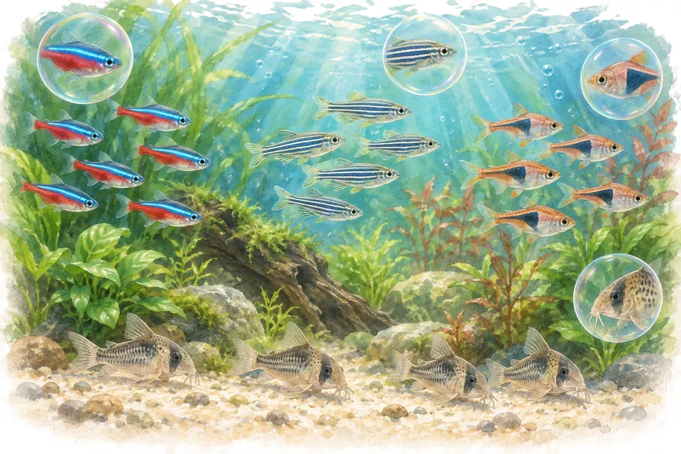 Planche aquarelle du test : Quel poisson de banc êtes-vous ?.