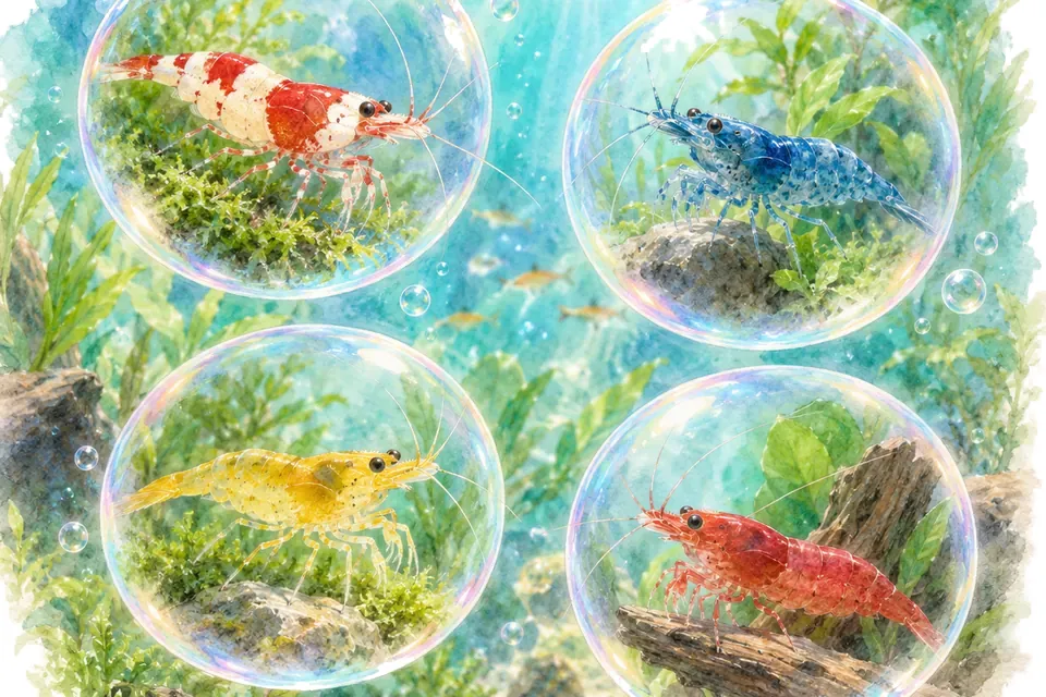 Planche aquarelle : Quelle crevette d'aquarium êtes-vous ?.