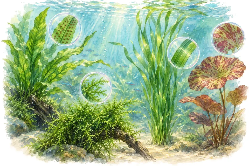 Planche aquarelle du test : Quelle plante d'aquarium êtes-vous ?.