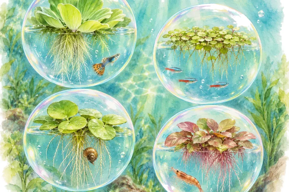 Planche aquarelle : Quelle plante flottante êtes-vous ?.