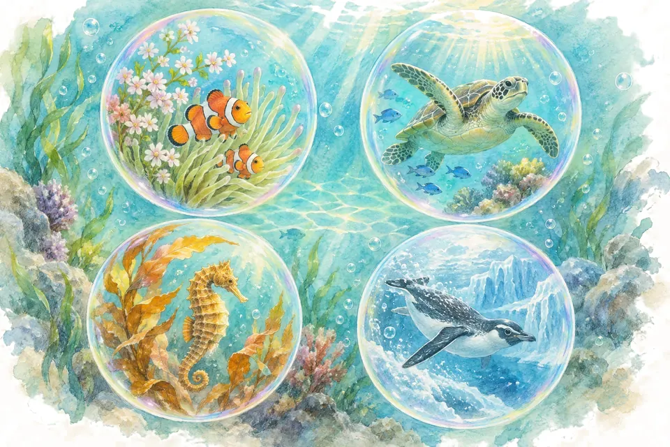 Planche aquarelle : Quelle saison aquatique êtes-vous ?.