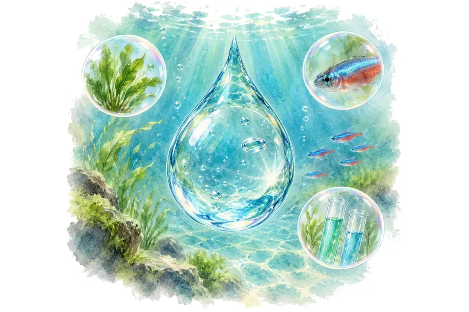 Planche aquarelle : Vrai ou faux : l’eau de l’aquarium.