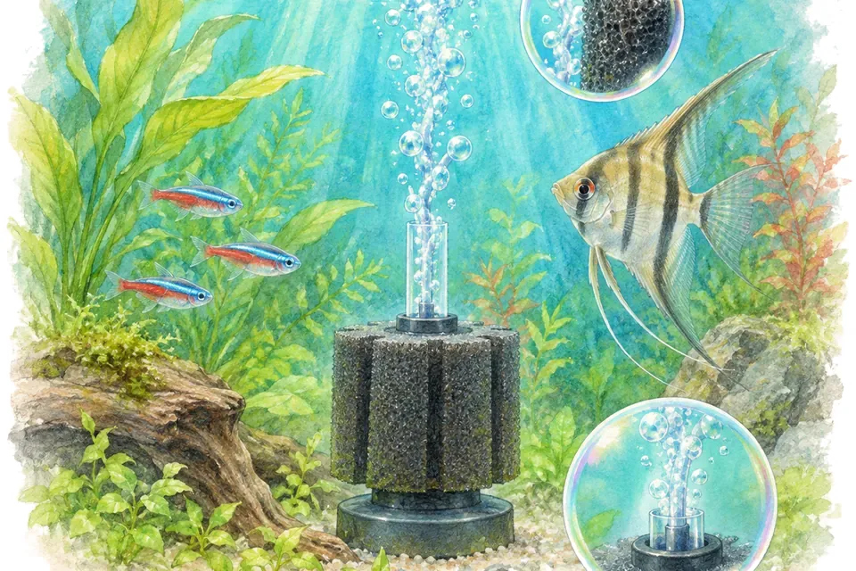 Planche aquarelle : le filtre d’aquarium.