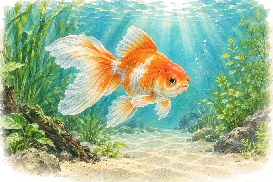 Illustration aquarelle : Vrai ou faux : un poisson adapte sa taille à celle de son aquarium.