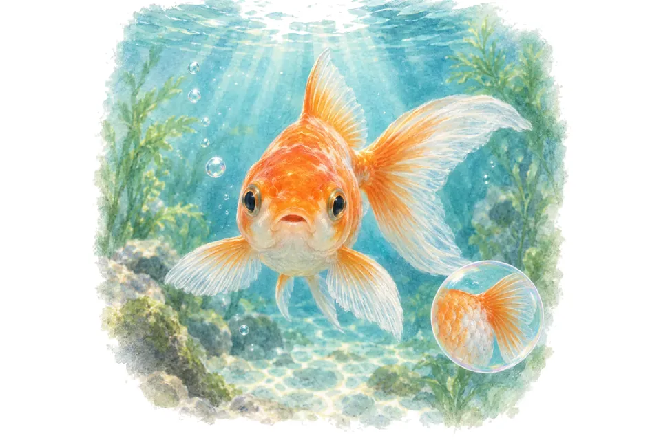 Planche aquarelle : Vrai ou faux : le poisson rouge.
