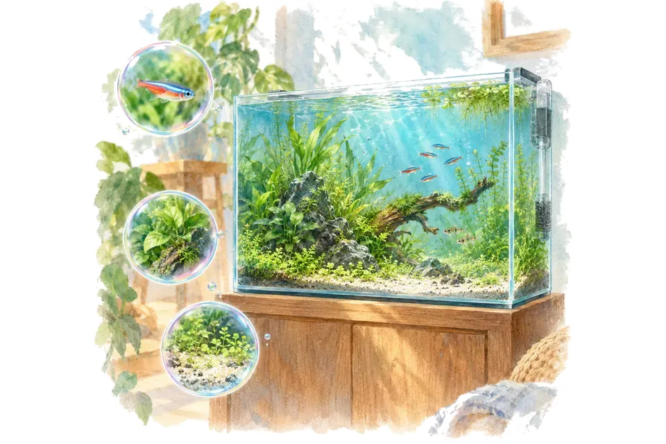Planche aquarelle : Vrai ou faux : le premier aquarium.