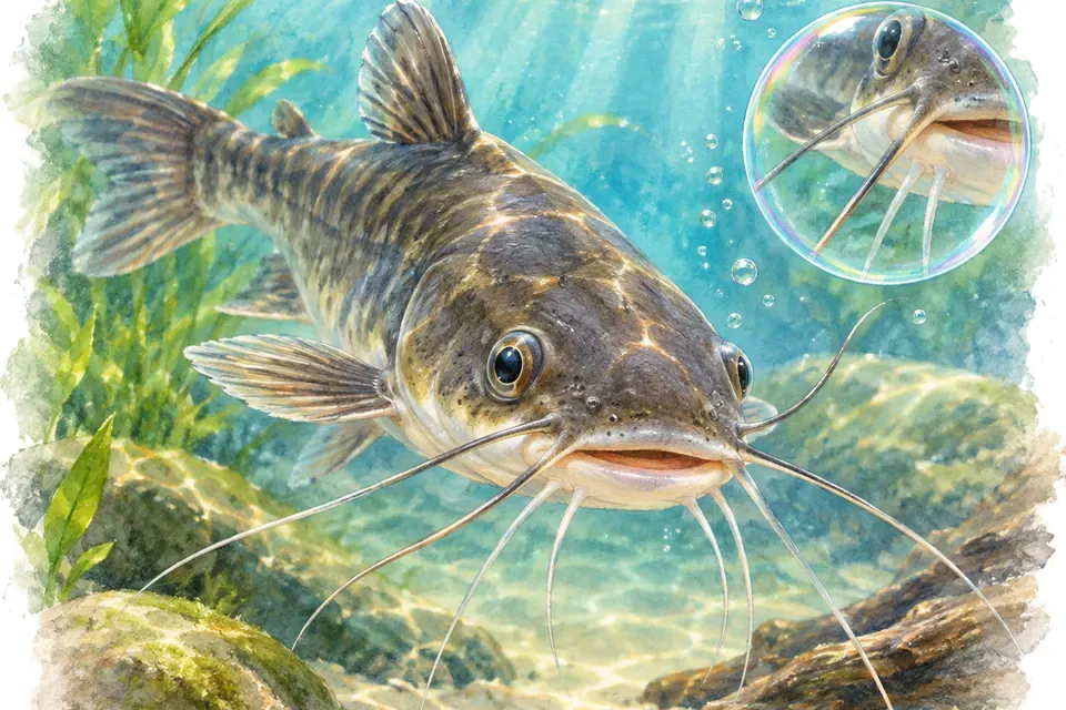 Planche aquarelle : les sens des poissons.